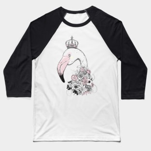 floral flamingo with crown and flowers Baseball T-Shirt